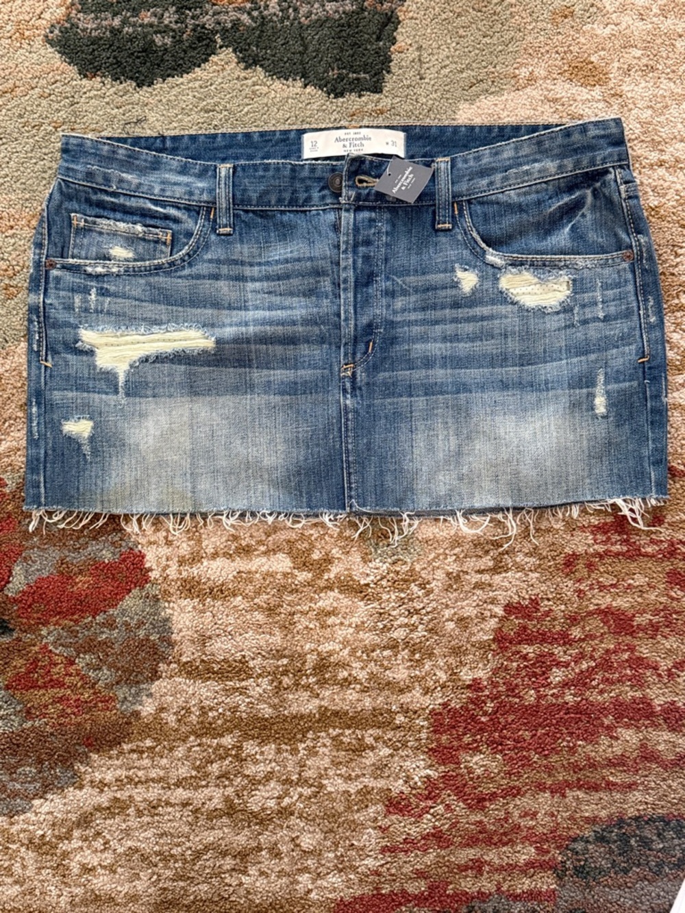 Abercrombie & Fitch Distressed Denim Mini Skirt - Blue Wash